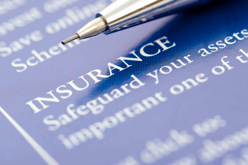 close-up of a pen on a insurance card
